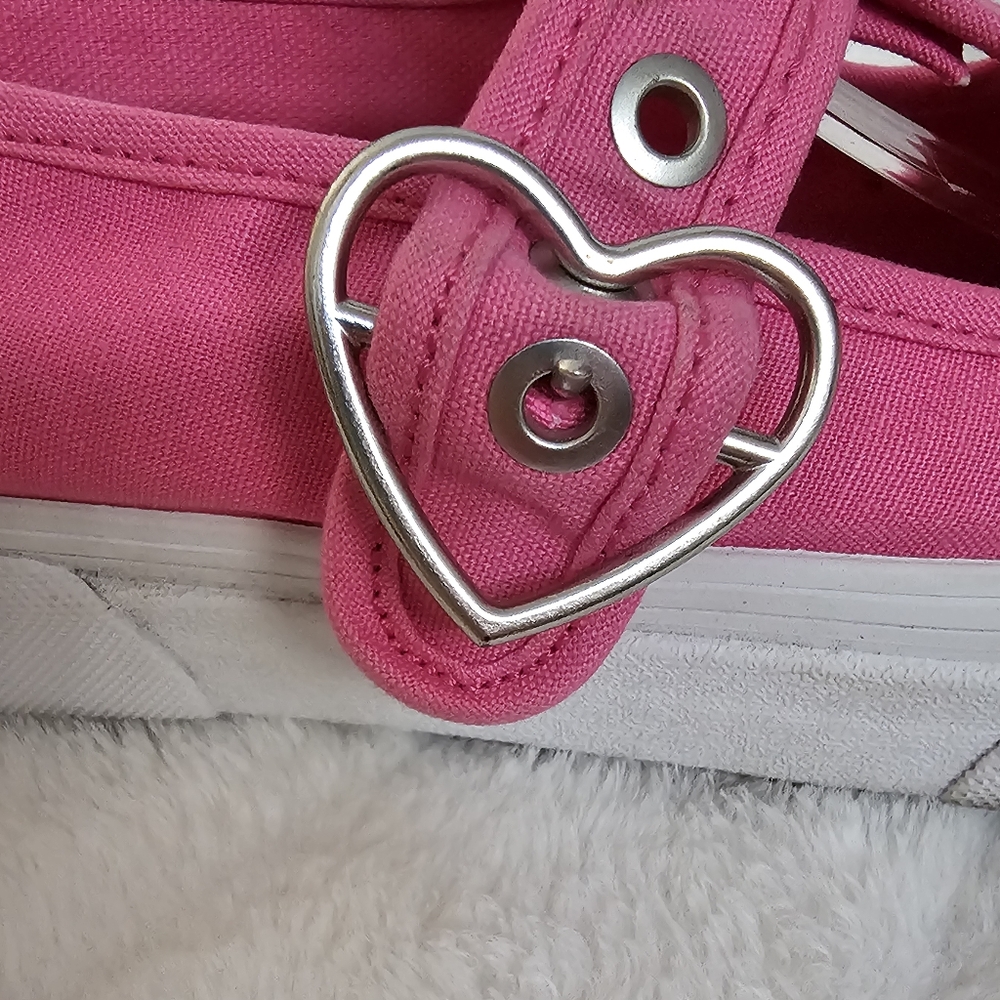 Vans Style 93 Retro Pink Mary Jane Heart Buckle Lug Sole Sneakers US M-6 W-7.5 - Picture 7 of 12